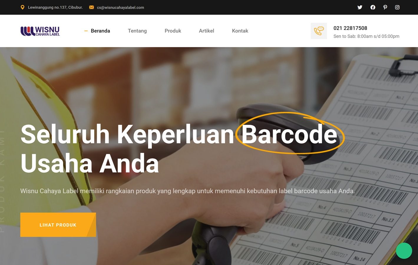 Wisnu Cahaya Label website screenshot — homepage